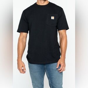 Carhartt Large Short Sleeve Pocket Tee Black Relax Fit Size Logo Casual Work